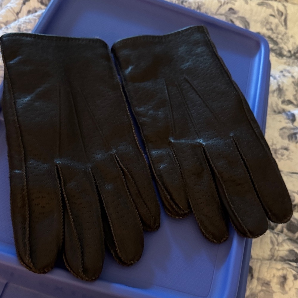 Leather Black 100% Rabbit Fur XL Gloves Made in Taiwan GUC Men/Women Unisex